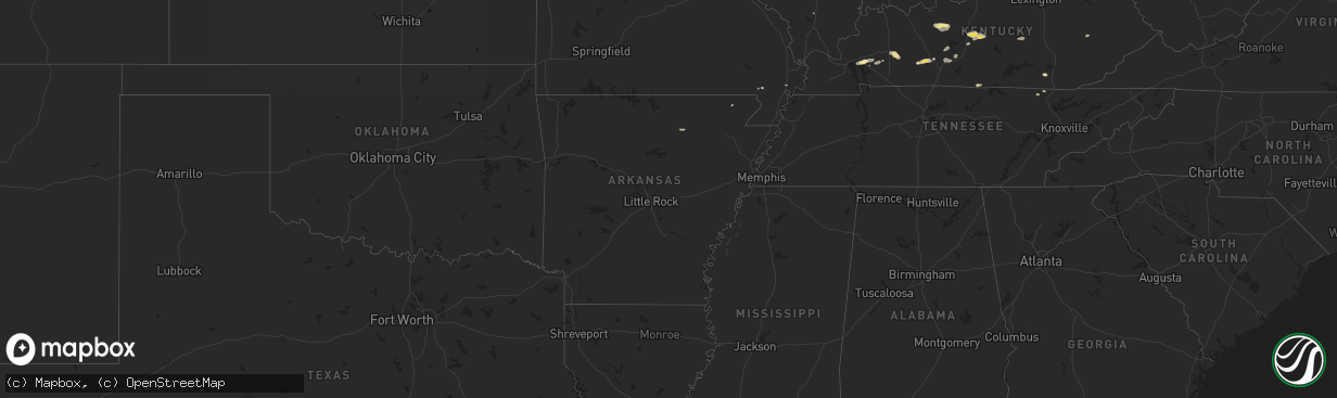 Hail map in Arkansas on September 23, 2024