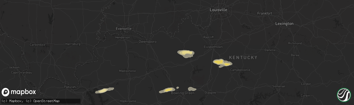 Hail map in Falls Of Rough, KY on September 23, 2024