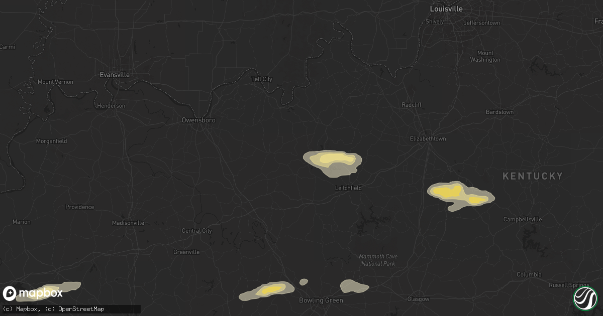 Hail map in Falls Of Rough, KY on September 23, 2024
