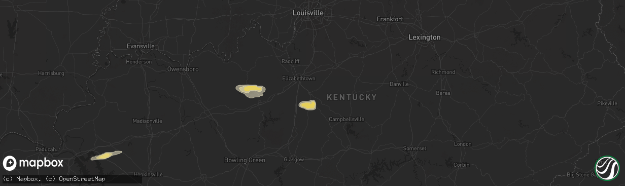 Hail map in Hodgenville, KY on September 23, 2024