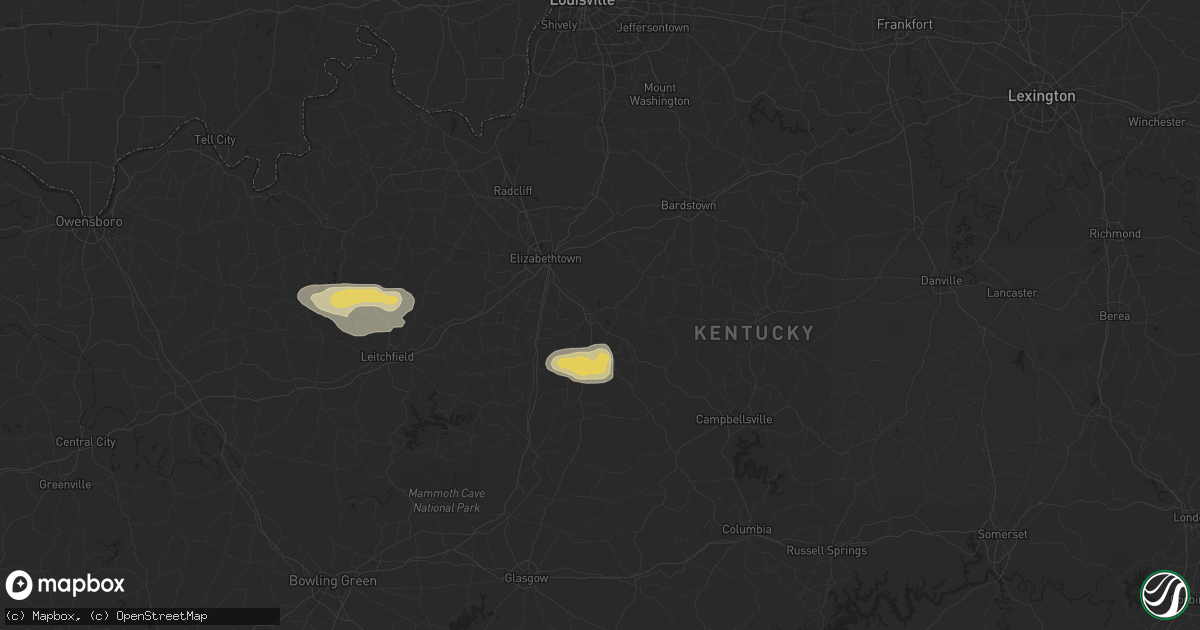 Hail map in Hodgenville, KY on September 23, 2024