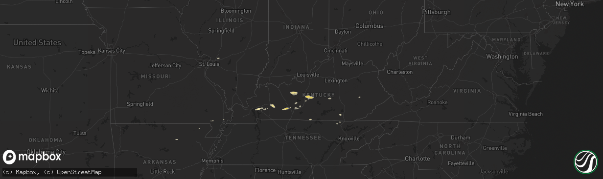 Hail map in Kentucky on September 23, 2024