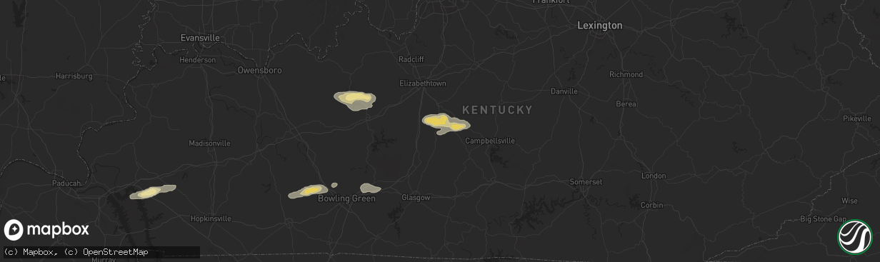 Hail map in Magnolia, KY on September 23, 2024