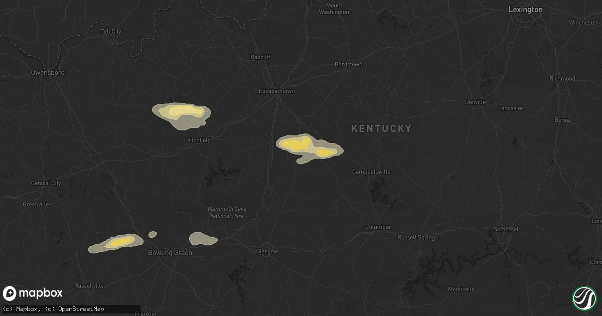 Hail map in Magnolia, KY on September 23, 2024