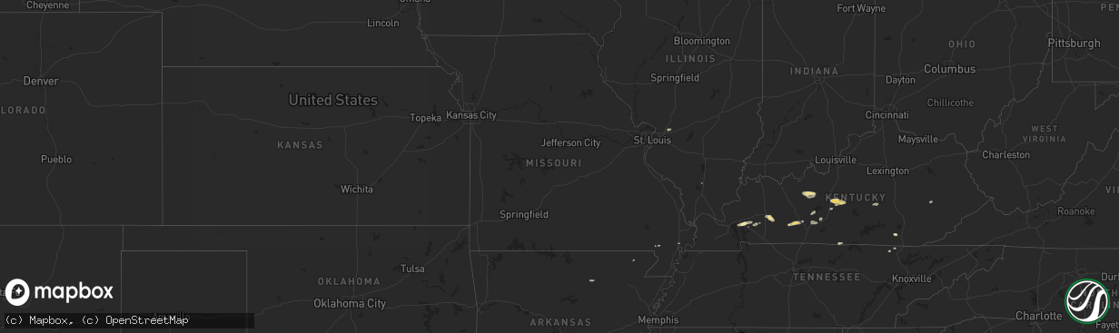 Hail map in Missouri on September 23, 2024