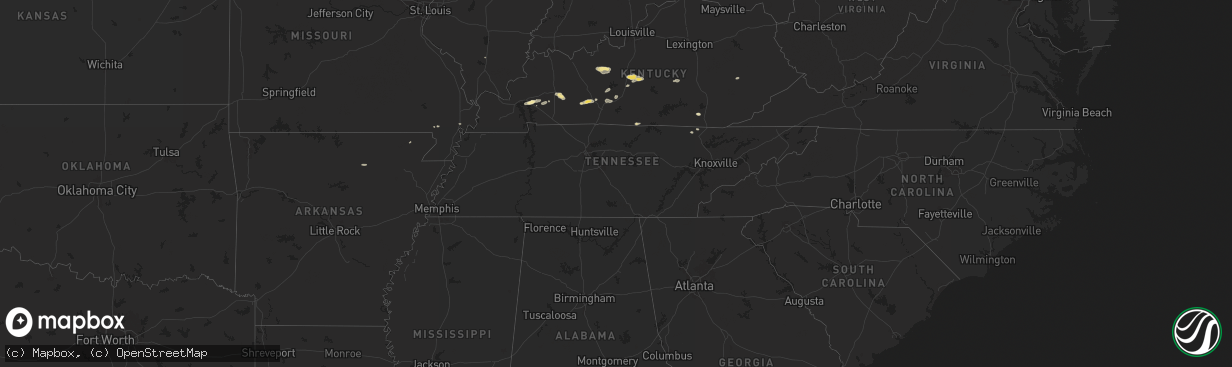 Hail map in Tennessee on September 23, 2024