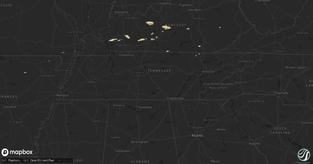 Hail map in Tennessee on September 23, 2024