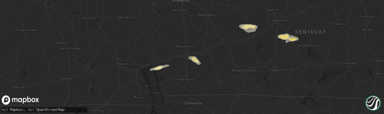 Hail map in White Plains, KY on September 23, 2024