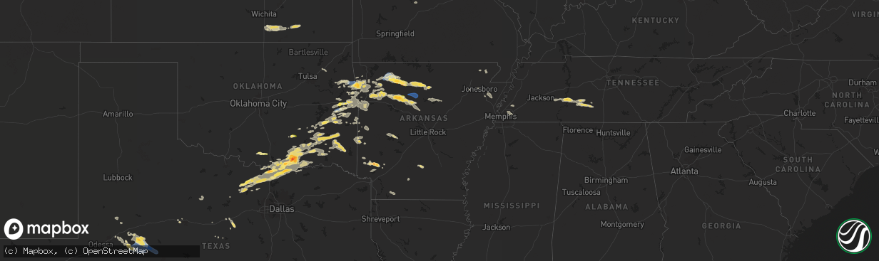 Hail map in Arkansas on September 23, 2025