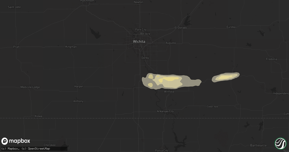 Hail map in Belle Plaine, KS on September 23, 2025