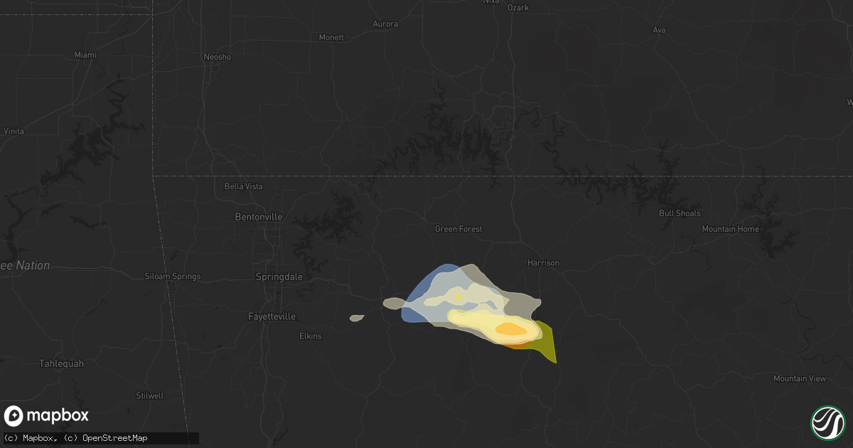 Hail map in Berryville, AR on September 23, 2025