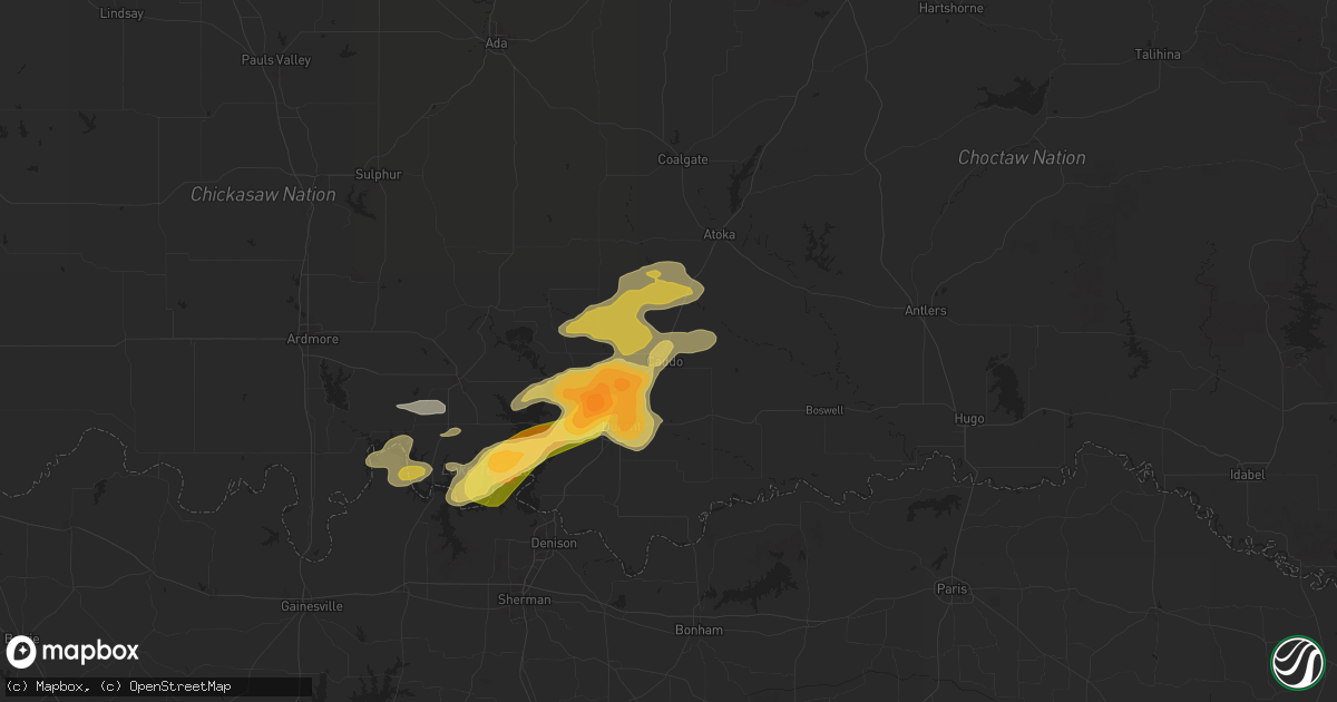 Hail map in Caddo, OK on September 23, 2025
