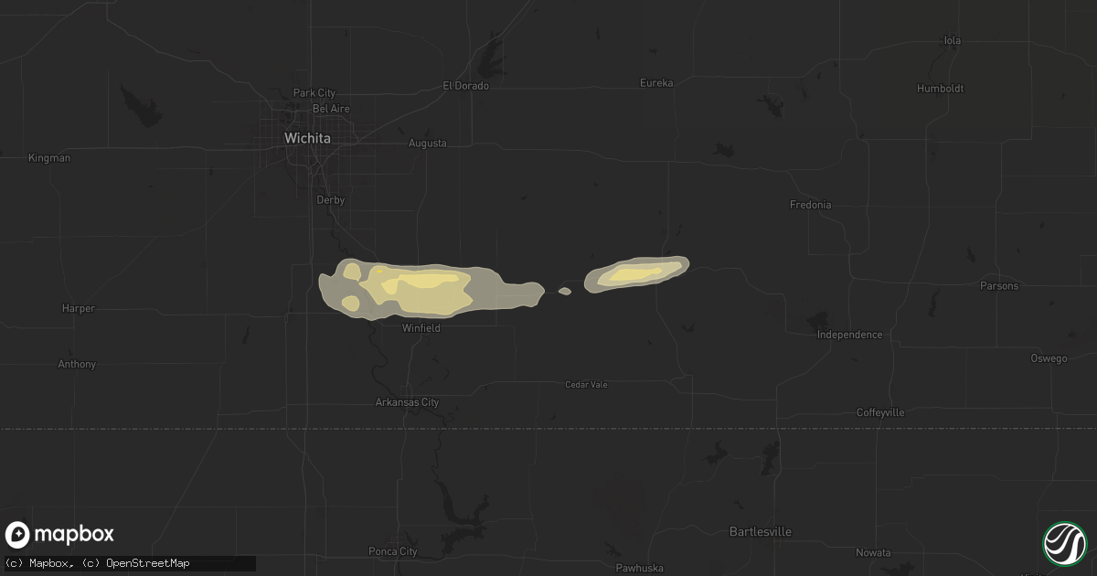 Hail map in Cambridge, KS on September 23, 2025