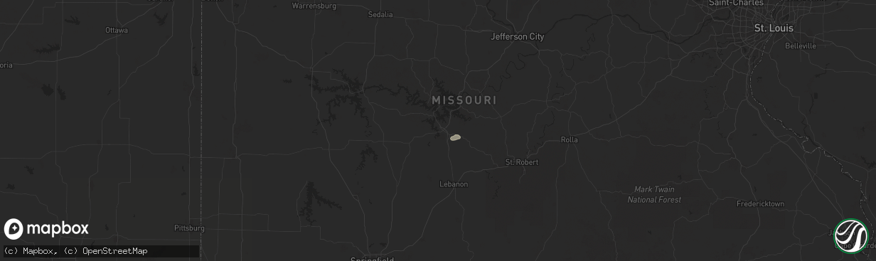 Hail map in Camdenton, MO on September 23, 2025