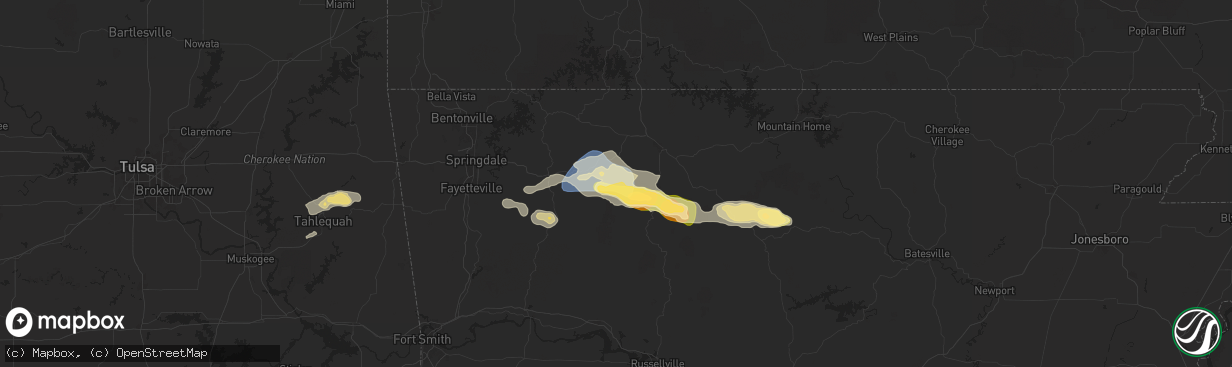 Hail map in Compton, AR on September 23, 2025
