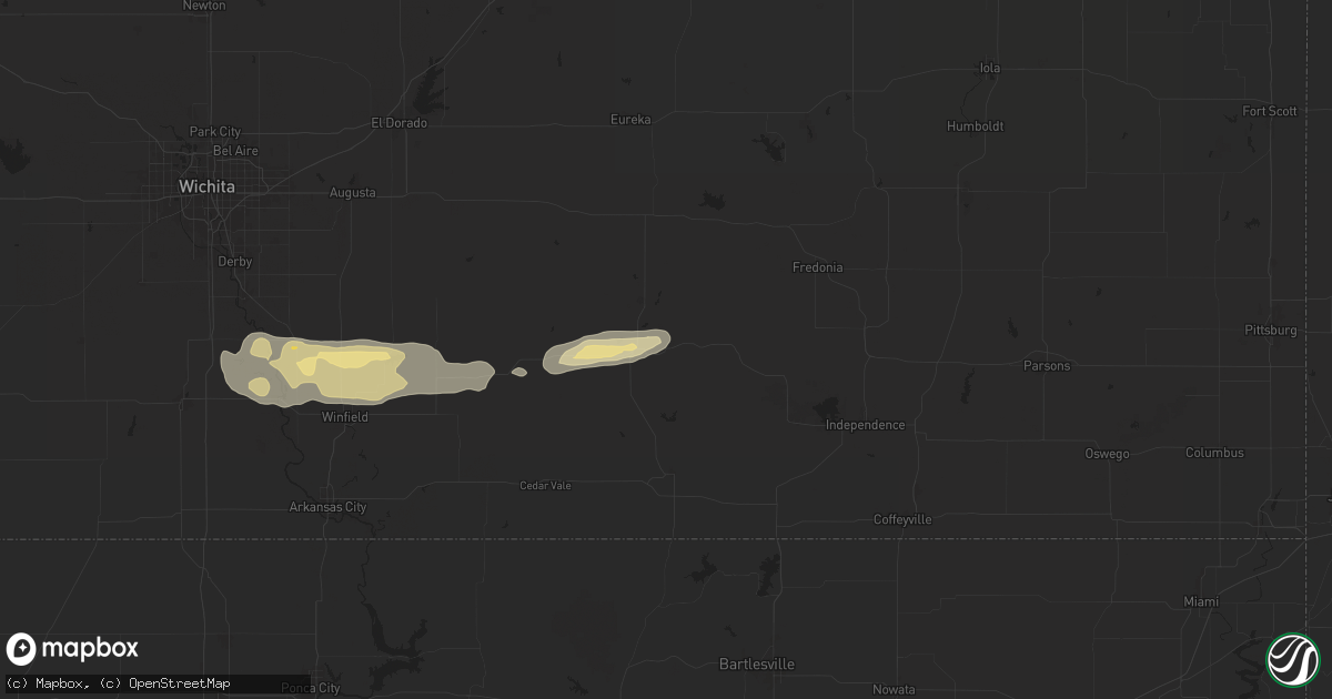 Hail map in Elk Falls, KS on September 23, 2025