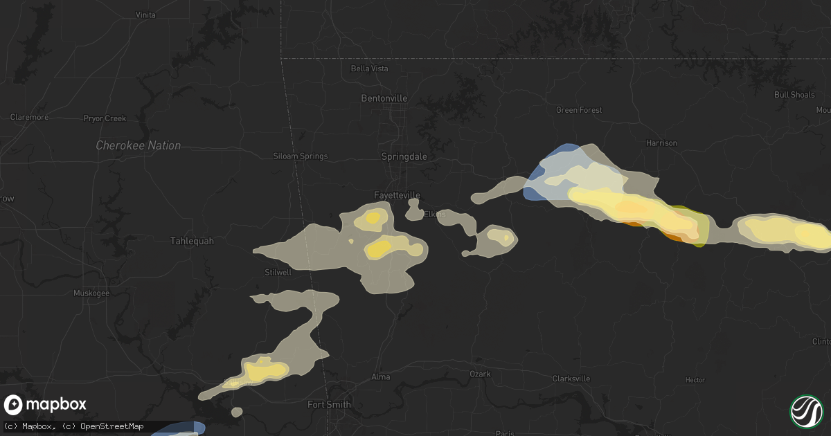 Hail map in Fayetteville, AR on September 23, 2025