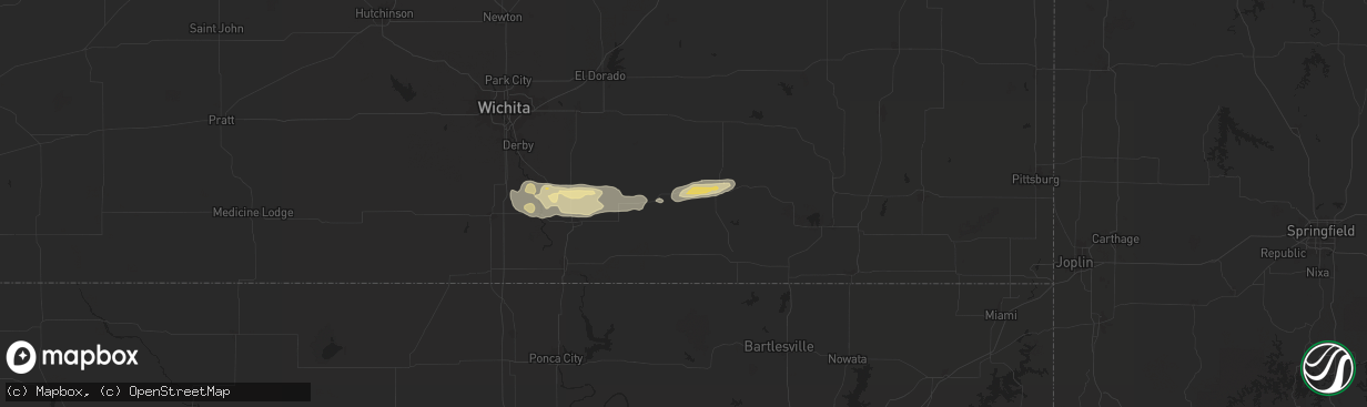 Hail map in Grenola, KS on September 23, 2025