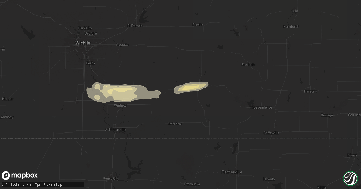Hail map in Grenola, KS on September 23, 2025