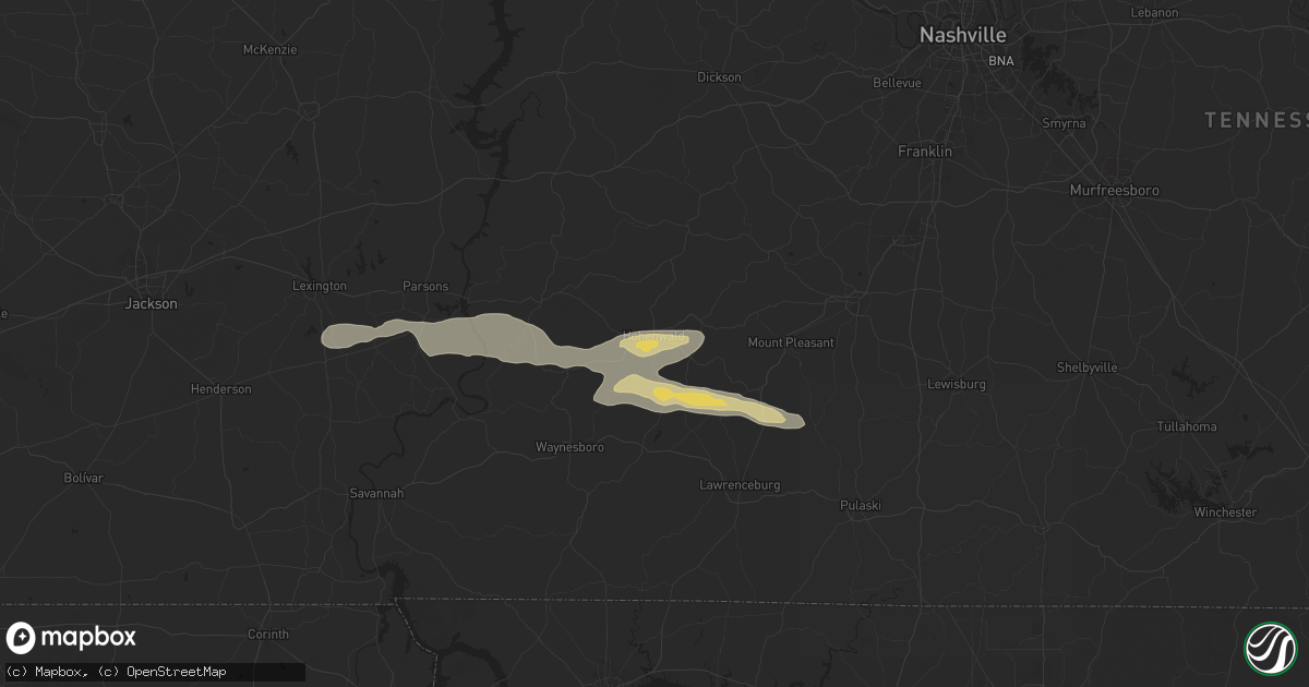 Hail map in Hohenwald, TN on September 23, 2025