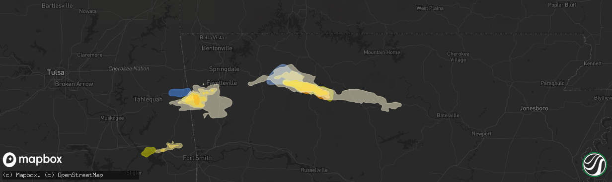 Hail map in Jasper, AR on September 23, 2025