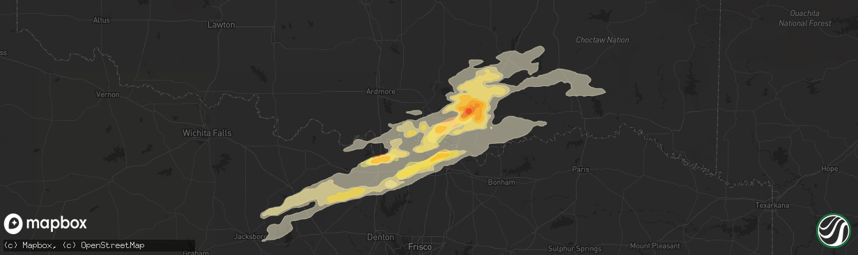 Hail map in Kingston, OK on September 23, 2025