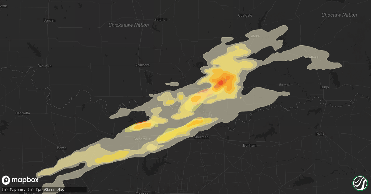 Hail map in Kingston, OK on September 23, 2025