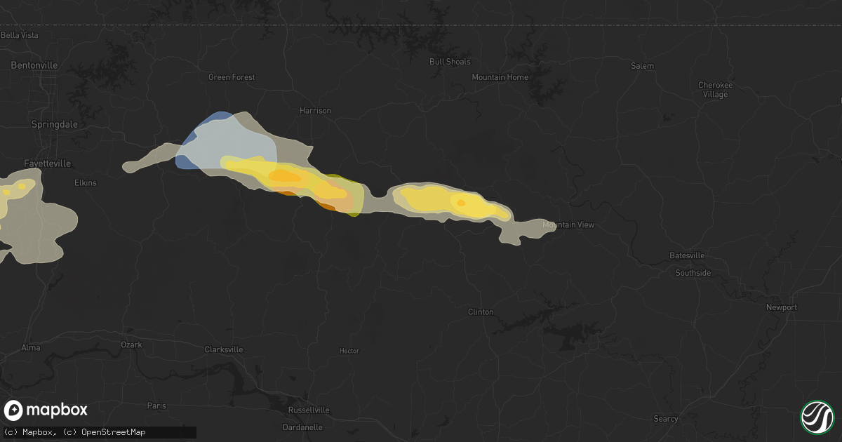 Hail map in Marshall, AR on September 23, 2025