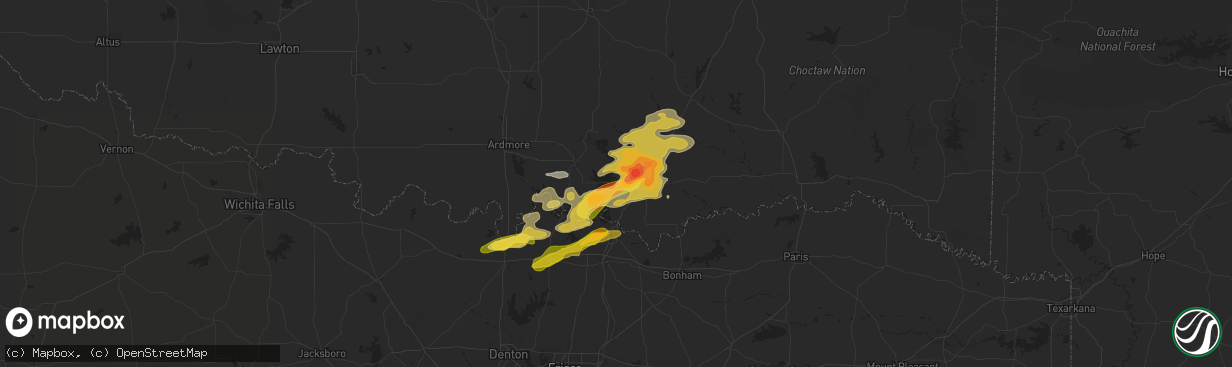 Hail map in Mead, OK on September 23, 2025