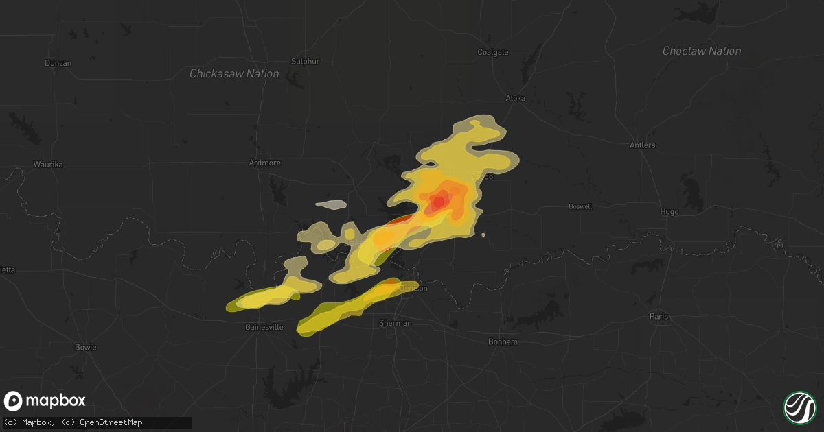 Hail map in Mead, OK on September 23, 2025