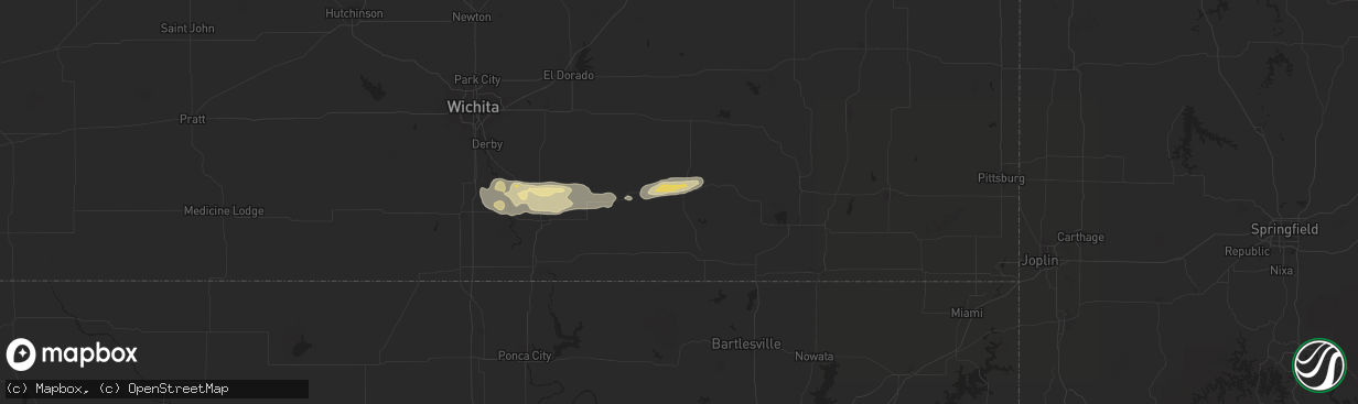 Hail map in Moline, KS on September 23, 2025