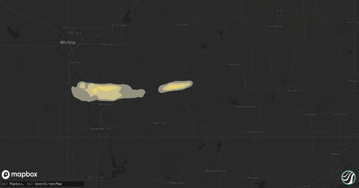 Hail map in Moline, KS on September 23, 2025