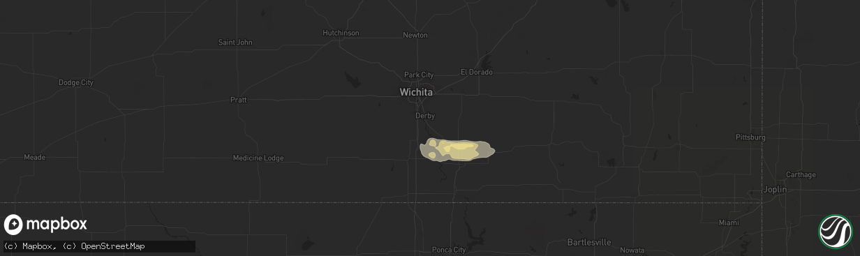 Hail map in Mulvane, KS on September 23, 2025