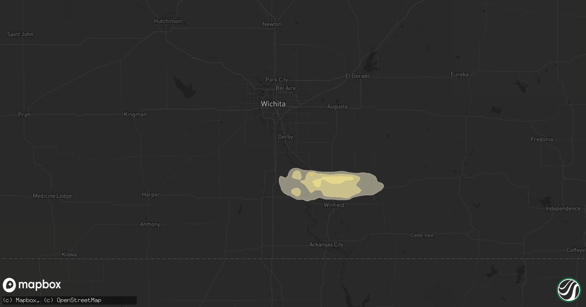 Hail map in Mulvane, KS on September 23, 2025