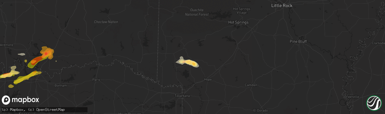 Hail map in Nashville, AR on September 23, 2025