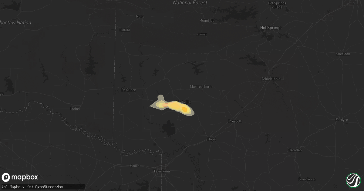 Hail map in Nashville, AR on September 23, 2025