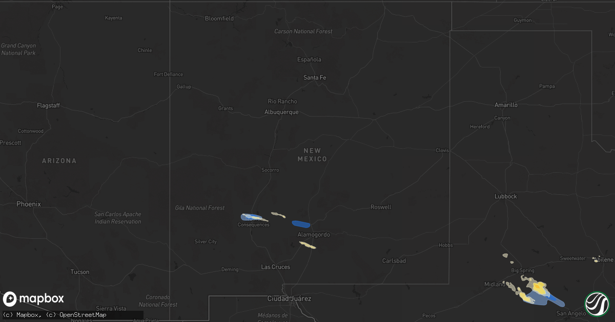 Hail map in New Mexico on September 23, 2025