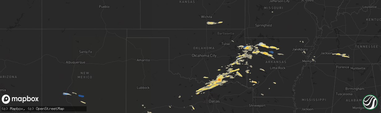Hail map in Oklahoma on September 23, 2025