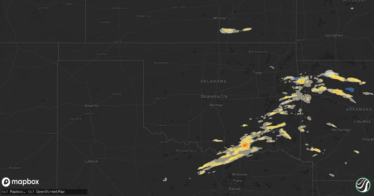Hail map in Oklahoma on September 23, 2025
