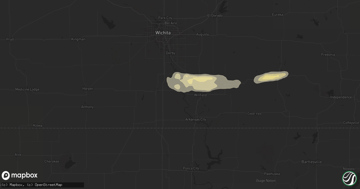 Hail map in Oxford, KS on September 23, 2025
