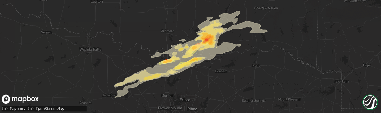 Hail map in Pottsboro, TX on September 23, 2025