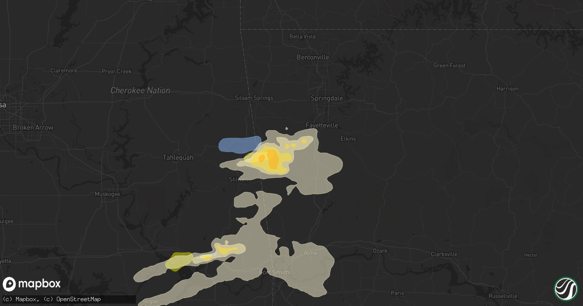Hail map in Prairie Grove, AR on September 23, 2025