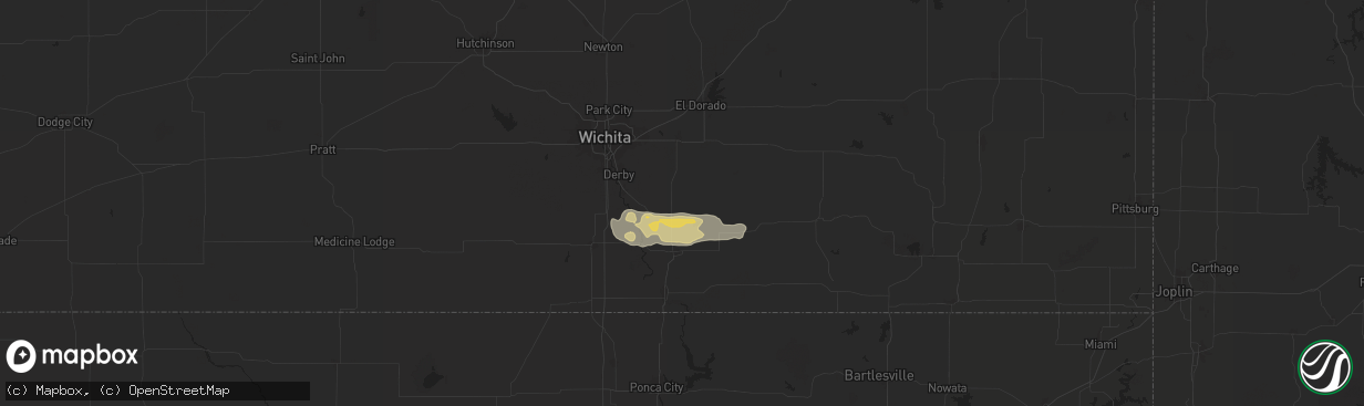 Hail map in Rock, KS on September 23, 2025