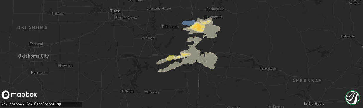 Hail map in Sallisaw, OK on September 23, 2025
