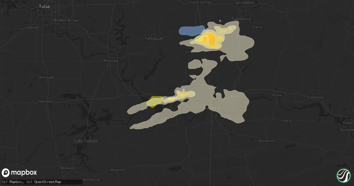 Hail map in Sallisaw, OK on September 23, 2025