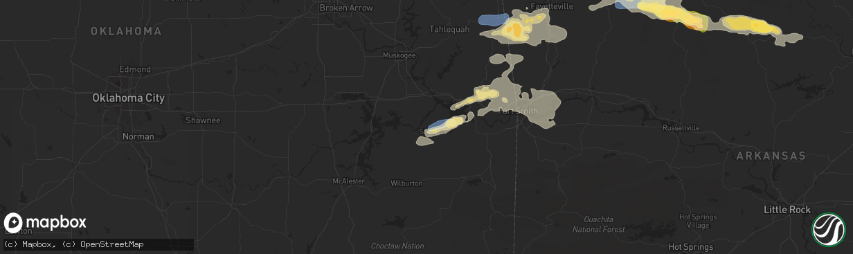 Hail map in Stigler, OK on September 23, 2025