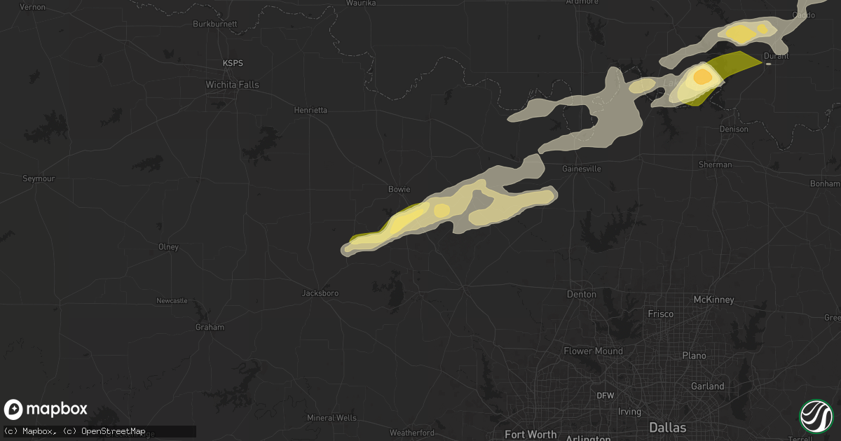 Hail map in Sunset, TX on September 23, 2025