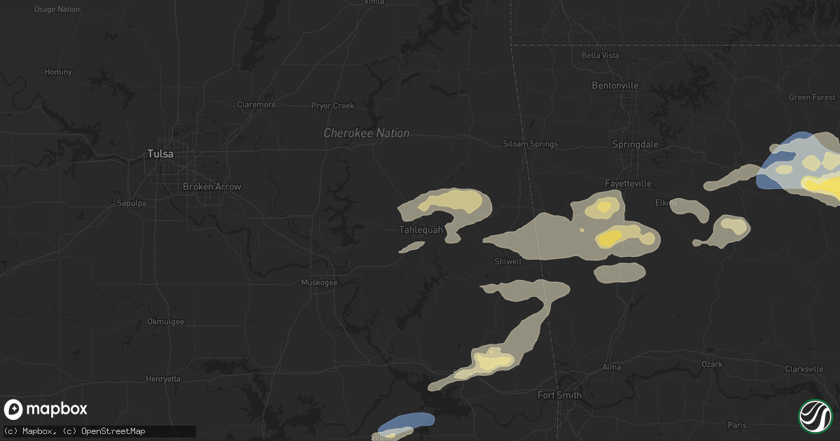 Hail map in Tahlequah, OK on September 23, 2025