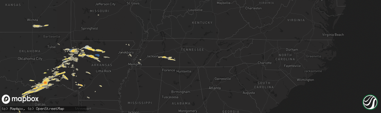 Hail map in Tennessee on September 23, 2025