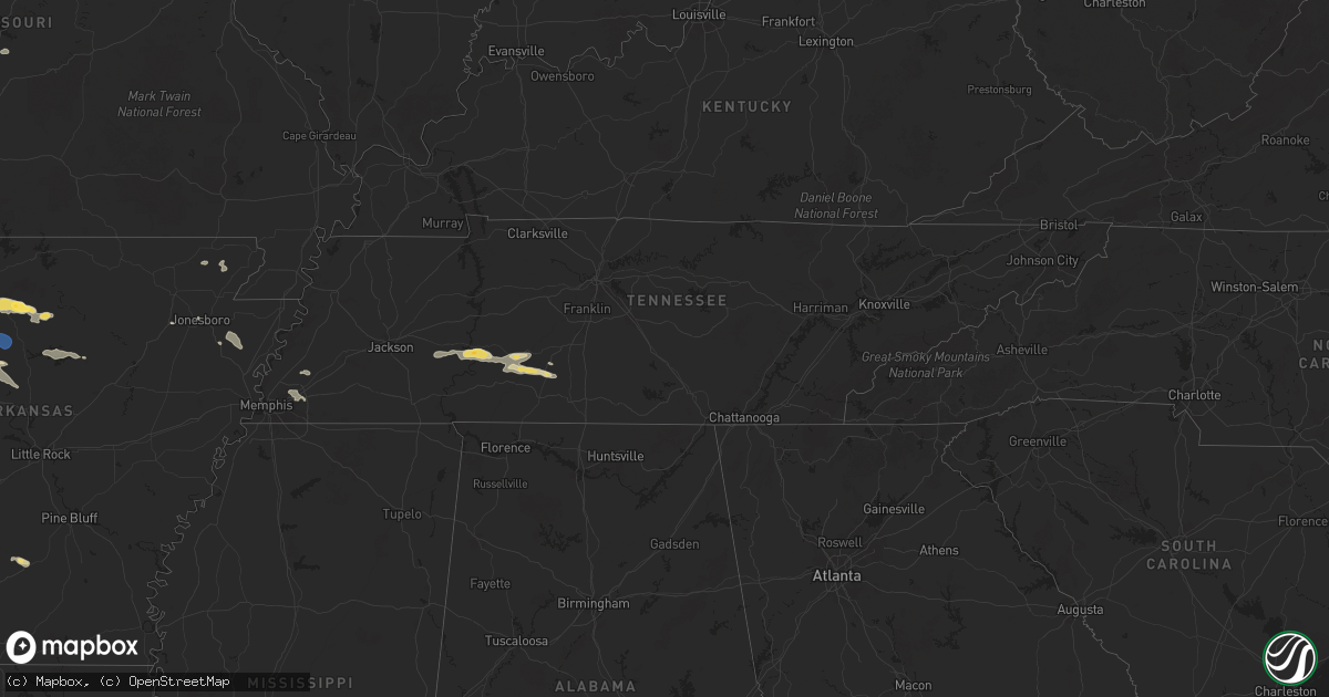 Hail map in Tennessee on September 23, 2025